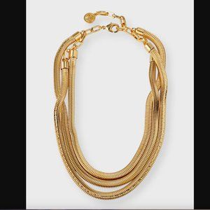 NWOT Ben-Amun 24k Gold Electroplated Three Cobra Chain Necklace